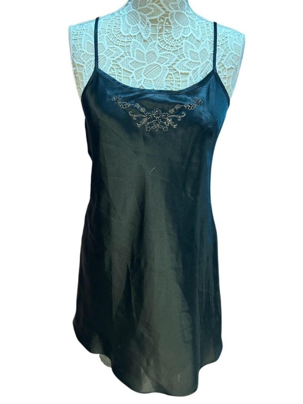 Vintage Morgan Taylor Black Satin Slip Dress